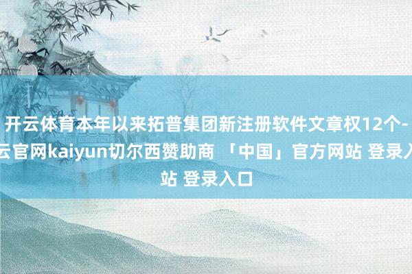 开云体育本年以来拓普集团新注册软件文章权12个-开云官网kaiyun切尔西赞助商 「中国」官方网站 登录入口