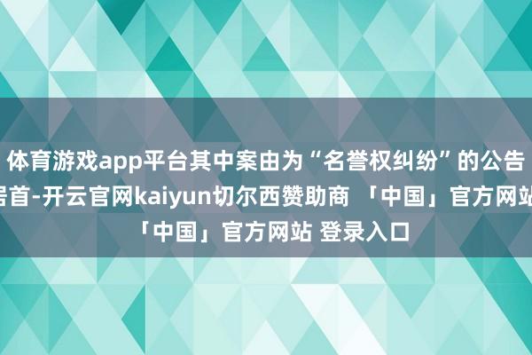 体育游戏app平台其中案由为“名誉权纠纷”的公告以102则居首-开云官网kaiyun切尔西赞助商 「中国」官方网站 登录入口